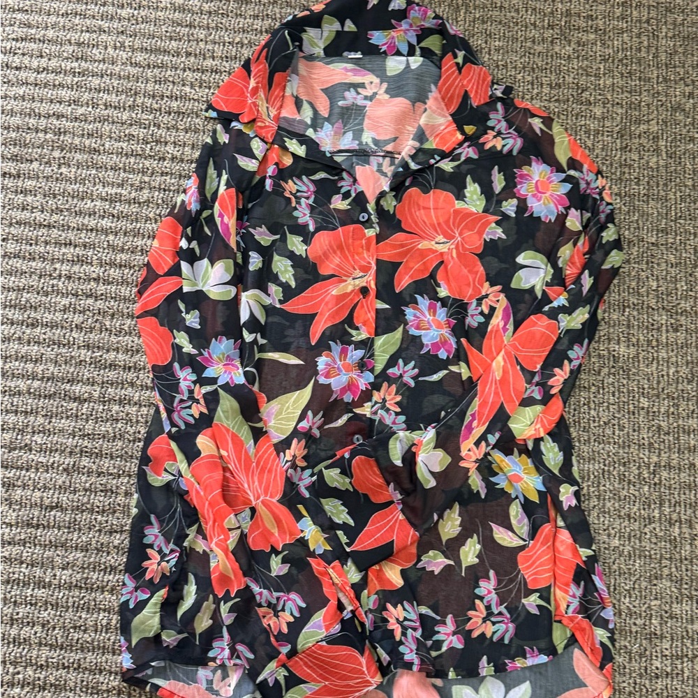 Banana Republic Floral Sheer Blouse